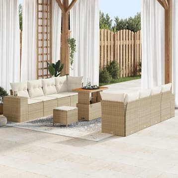vidaXL Tuin Sofa Set Beige en Crème poly rattan, Verzenden, Nieuw, Rotan