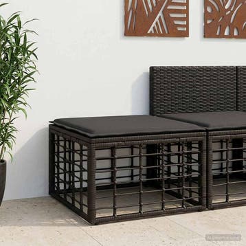 vidaXL Tuinvoetenbank Zwart poly rattan, Verzenden, Nieuw, Rotan