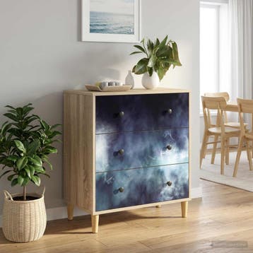 vidaXL Ladekast RAALTE Blauwe marmerprint 66 x 36,5 x 75 cm, Huis en Inrichting, Kasten | Overige, Verzenden, Nieuw