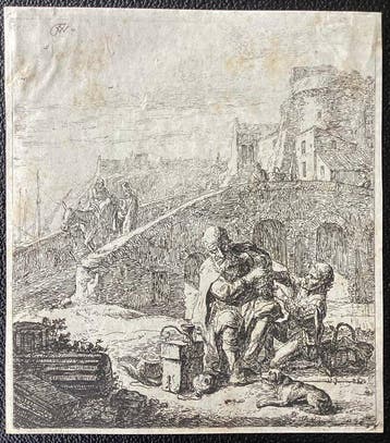 Thomas Wijck (1616/24-1677) - Lazarillo Stealing Grapes from