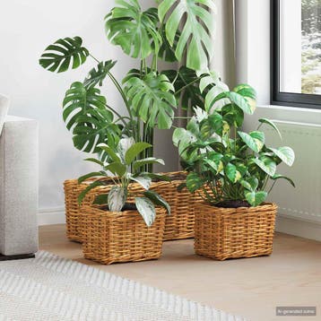 vidaXL Plantenmand met opslag 3 st Natuurlijk Bruin Kubu, Verzenden, Nieuw