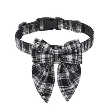 Kerst Hondenhalsband  met grote strik zwart/wit, Ophalen of Verzenden, Nieuw
