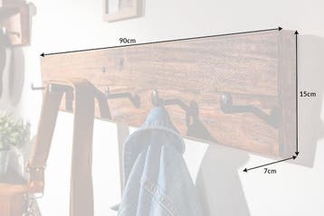 Massieve wandkapstok HEMINGWAY XL 90cm natuurlijk gerecycled, Ophalen of Verzenden, Nieuw