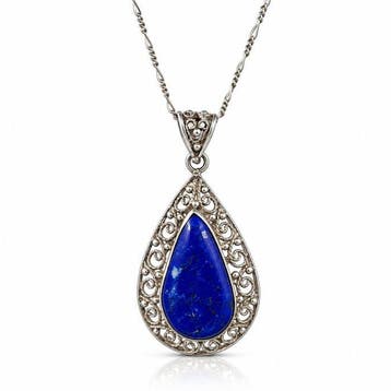 Lapis lazuli - Zilver - Ketting met hanger
