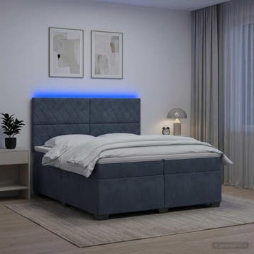 vidaXL Boxspringbed met matras Donkergrijs 200 x 200 cm, Verzenden, Nieuw, Tweepersoons, Stof