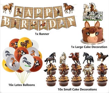 38-delige paarden decoratie set Happy Birthday Wild Horse, Ophalen of Verzenden, Nieuw