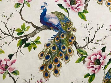 Katoenen stof Pavoni & Magnolie – Elegante Oosterse stijl –