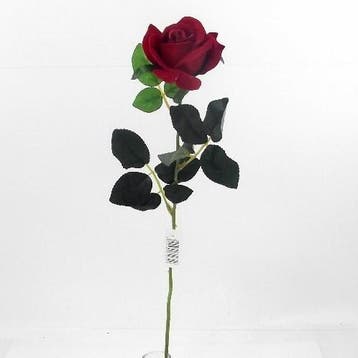 Zijden roos valentijnroos velvet single rose rood met blad, Ophalen of Verzenden, Nieuw