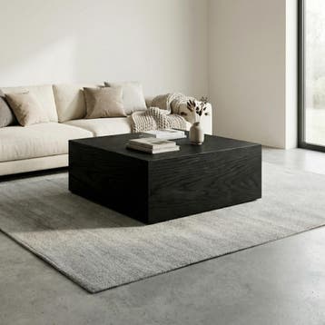 Bloktafel eiken zwart 60x60 | handgemaakt | nieuw, Minder dan 45 cm, Zwart Eiken, Modern, Vierkant, Nieuw