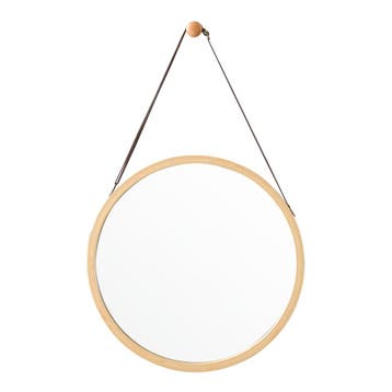 [en.casa] Passpiegel Bykle bamboe hangend rond Ø38 cm houtkl, Verzenden, Nieuw