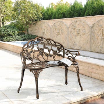 Tuinbank Monfalcone 2-persoonsbank 99x54x78 cm bronskleurig, Tuin en Terras, Tuinsets en Loungesets, Verzenden, Nieuw