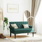 vidaXL Bankje met rugleuning 120x62x75,5 cm stof donkergroen, Huis en Inrichting, Banken | Bankstellen, Verzenden, Nieuw, Stof