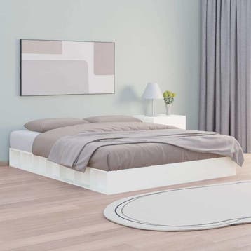 vidaXL Bedframe massief hout wit 150x200 cm, Verzenden, Wit, Overige maten, 200 cm