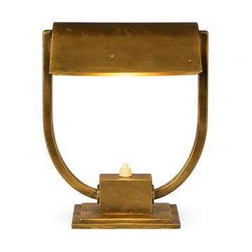 Art Deco messing bureaulamp met verstelbare kap, Ophalen of Verzenden, Gebruikt