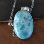 Larimar ovale vorm Hanger met bijpassende ketting