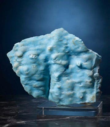 Blauwe aragoniet Kristallen op matrix - Hoogte: 10 cm -