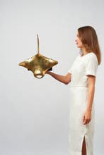 sculptuur, Sculpture of Manta Ray - 27 cm - Brons