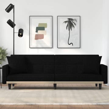 vidaXL Slaapbank met kussens stof zwart, Verzenden, Nieuw, Stof, Minder dan 150 cm