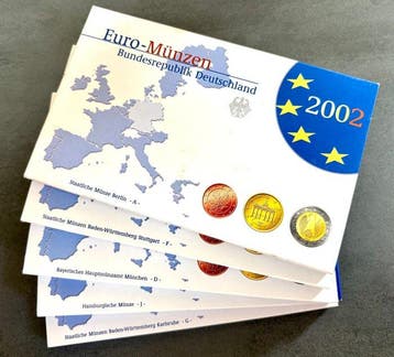 Duitsland. Proof Set 2002 A,D,F,G,J (5 sets) (Zonder