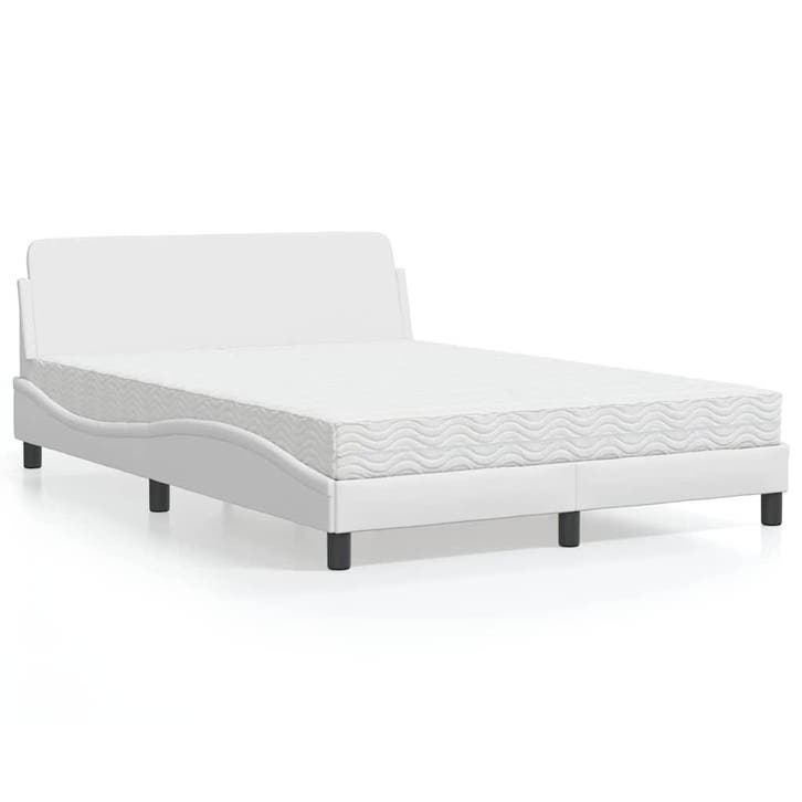 vidaXL Bed met matras Dover kunstleer wit 120x200 cm, Huis en Inrichting, Slaapkamer | Bedden, 120 cm, 200 cm, Wit, Twijfelaar