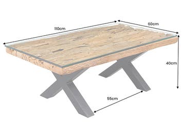 Massieve salontafel BARRACUDA 110cm antiek naturel teakhout, Huis en Inrichting, Tafels | Salontafels, Ophalen of Verzenden, Nieuw