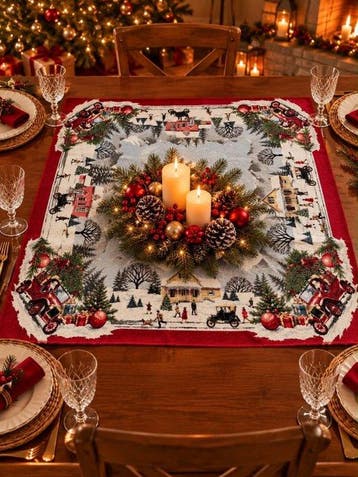 Tafelmiddenstuk - Natale Reale – Betovering in rood - Katoen, Nieuw