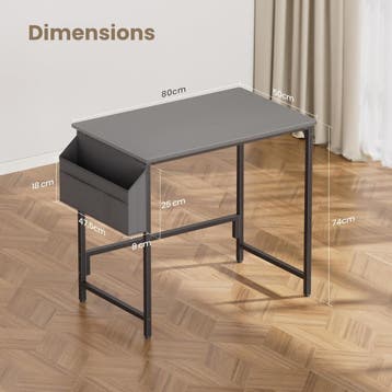 Bureau - Computertafel - Computerbureau - 80x50 cm - Grijs -, Huis en Inrichting, Verzenden, Zo goed als nieuw