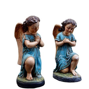 Figuur - Paar Engelen - 26 cm (2) - Gips, Antiek en Kunst