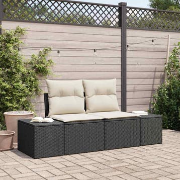 vidaXL Tuinbank met kussen Zwart 184 x 62 x 69 cm poly, Verzenden, Nieuw