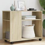 vidaXL Bijzettafel met wieltjes 70x35x60 cm hout sonoma, Verzenden, Nieuw