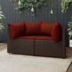 vidaXL Tuinhoekbanken met kussens 2 st poly rattan bruin, Verzenden, Nieuw