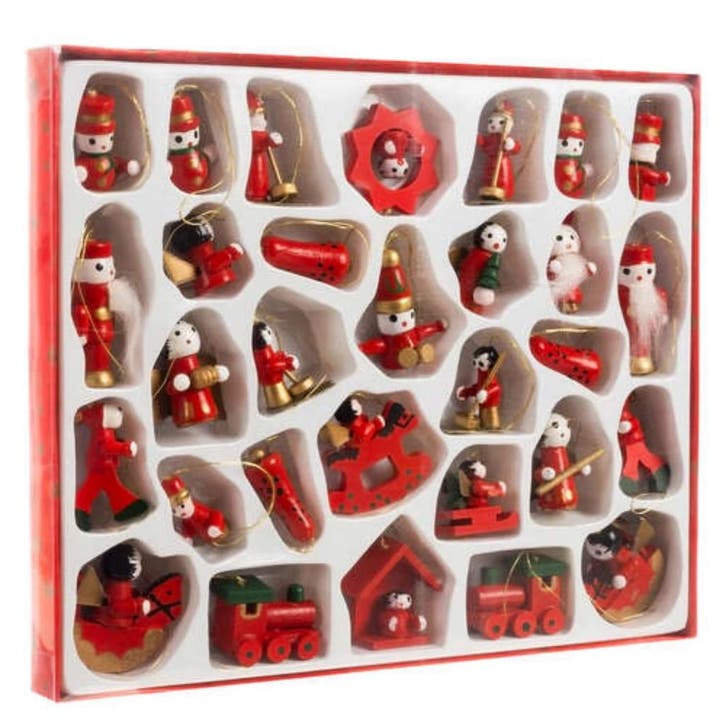 Ruhhy Set van 30 Houten Kersthangers - Rustieke Kerstboom..., Diversen, Kerst, Nieuw, Ophalen of Verzenden