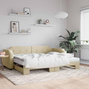vidaXL Slaapbank met onderschuifbed 90x200 cm stof, 90 cm, Eenpersoons, Verzenden, Nieuw