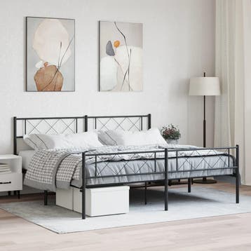 vidaXL Bedframe met voetbord zonder matras metaal zwart, Huis en Inrichting, Slaapkamer | Bedden, Eenpersoons, Verzenden, Zwart