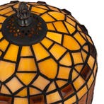 Tiffany tafellamp – Amber &amp; Crème Geometrisch – Ø 20 × H 36, Huis en Inrichting, Lampen | Tafellampen, Verzenden, Nieuw