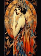 I_KONIQ - Red Suit Erte Woman art deko