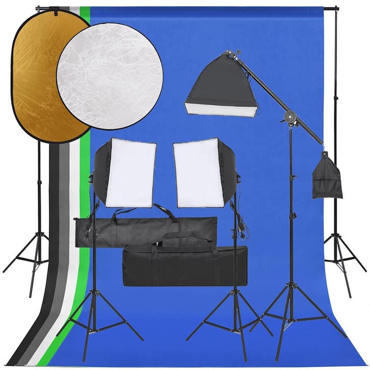 vidaXL Fotostudioset met verlichtingsset, achtergrond en, Audio, Tv en Foto, Fotografie | Fotostudio en Toebehoren, Nieuw, Verzenden