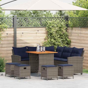 vidaXL 6-delige tuinbankset met kussens L-vormig grijs, Verzenden, Nieuw