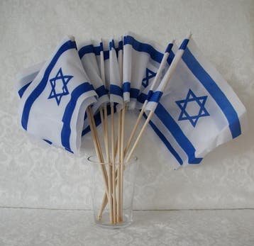 Israel vlaggetje met een houten stokje., Nieuw