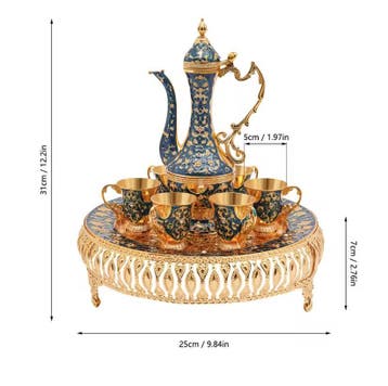 7-delige Luxe Theeset – Theepot met 6 Kopjes Metaal, Hobby en Vrije tijd, Verzenden