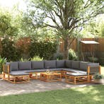 vidaXL 11-delige tuinbankset met kussens acaciahout & touw, Verzenden, Nieuw, Hardhout
