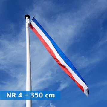 NR 4: Nederlandse wimpel 350 cm standaard blauw met stokje., Nieuw