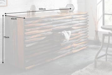 Massief dressoir RELIEF 160cm Sheeshamhout grijze, Huis en Inrichting, Tafels | Sidetables, Ophalen of Verzenden, Nieuw