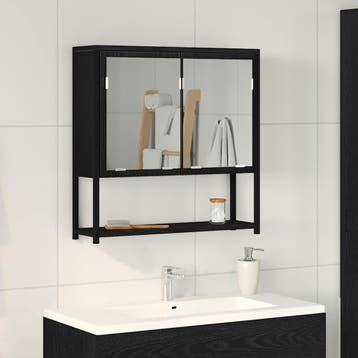 vidaXL Spiegelkast met plank Zwart Eiken 60 x 16 x 60 cm, Verzenden, Nieuw
