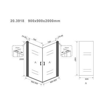 Aanbieding: Douchecabine Wiesbaden Uni 2 Draaideuren 90x90, Ophalen of Verzenden, Nieuw