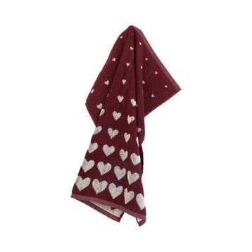 Handdoek Hartjes Burgundy, Huis en Inrichting, Verzenden, Nieuw