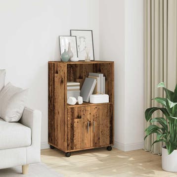 vidaXL Rolkast 55x40x91 cm bewerkt hout oud houtkleurig, Verzenden, Nieuw, 50 tot 100 cm, Minder dan 100 cm