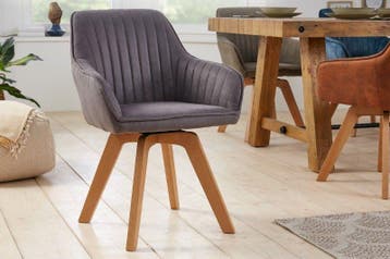 Draaibare design stoel LIVORNO vintage grijze beukenhouten, Ophalen of Verzenden, Nieuw