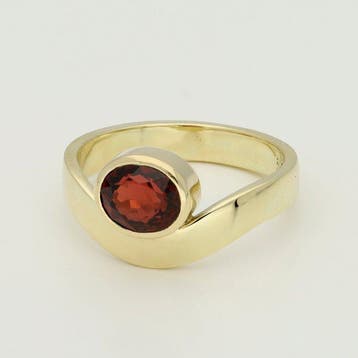 Ring - 14 karaat Geel goud Granaat, Nieuw