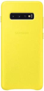 Samsung Lederen Cover - voor Samsung Galaxy S10 Plus - Geel, Telecommunicatie, Ophalen of Verzenden, Nieuw